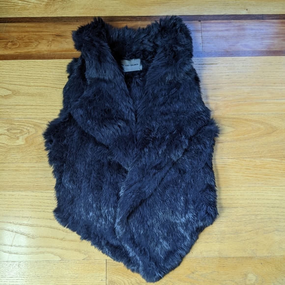 YVES SALOMON rabbit fur vest black - Picture 1 of 10